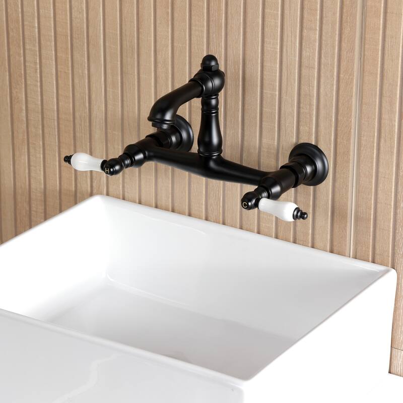 Kingston Brass English Country Two-Handle 2-Hole Wall Mount Bathroom Faucet