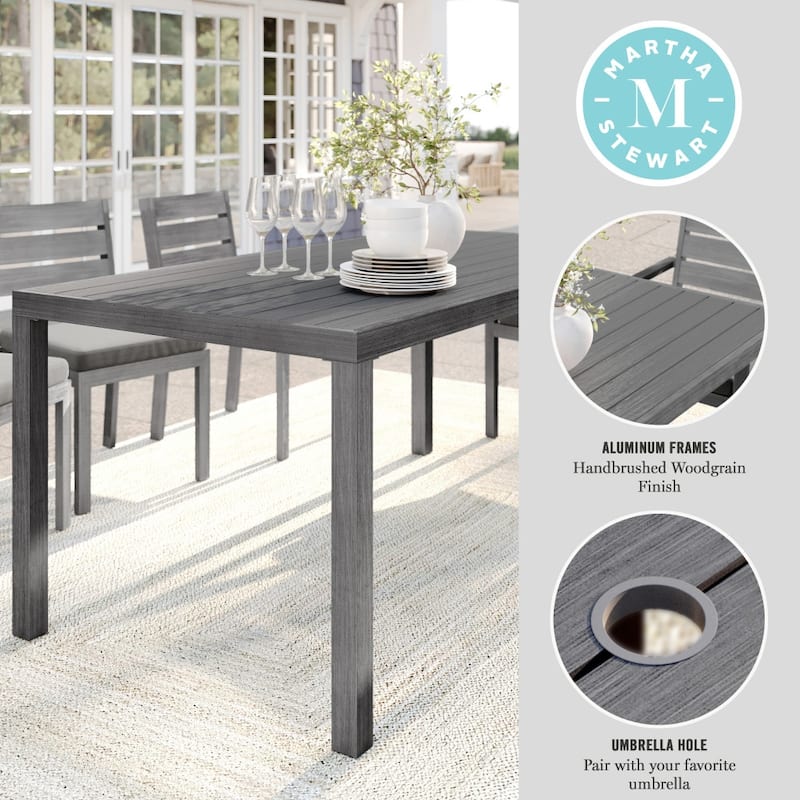 Martha Stewart 71" All-Weather Patio Dining Table with Umbrella Hole - 71"D x 35"W x 30"H