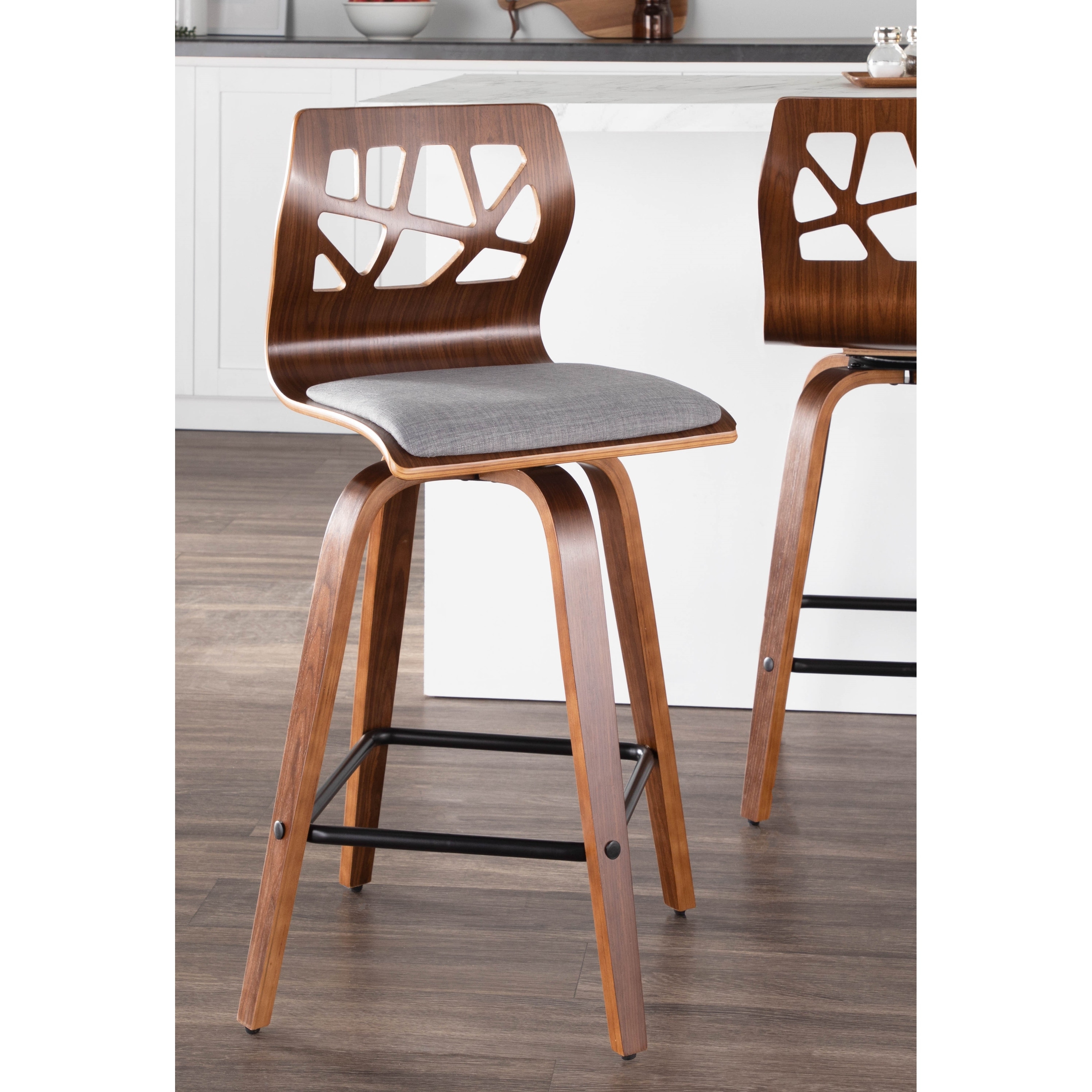 Carson Carrington Sala 26 inch Counter Stools with Bent Wood Legs and Black Square Footrest (Set of 2)