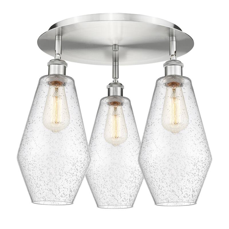 Innovations Lighting Cindyrella - 3 Light 19" Flush Mount - Satin Nickel/Seedy