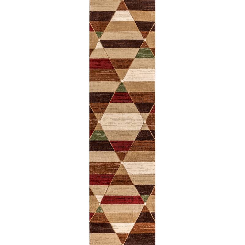 JONATHAN Y Tamara Boho Jute Circle Area Rug - 2 X 8 - Red/Brown/Cream