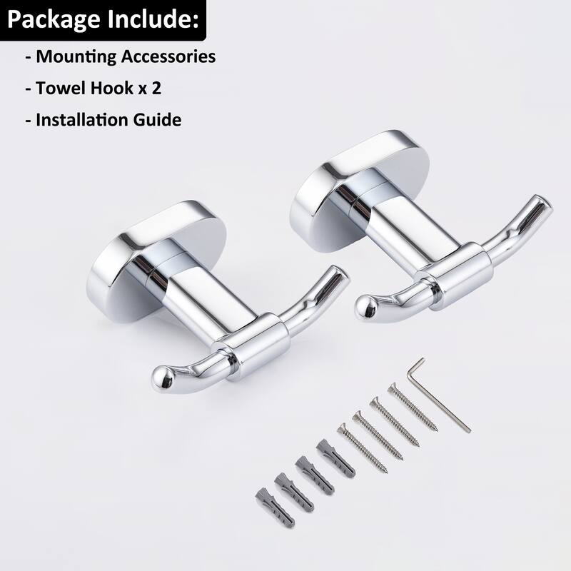 Wall Mounted 2 in 1 Towel Hook Double Robe Hook (set of 2)