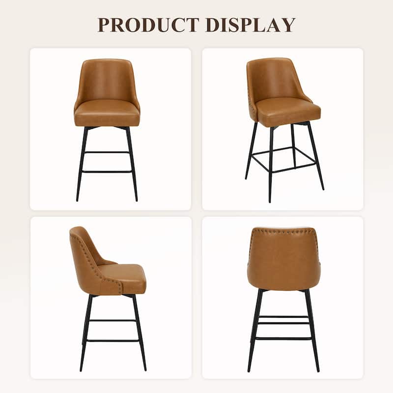 Industrial Swivel Bar Stools(Set of 2/4/6, Adjustable for Counter Height, 360° Spin & Plush Cushioned Seat