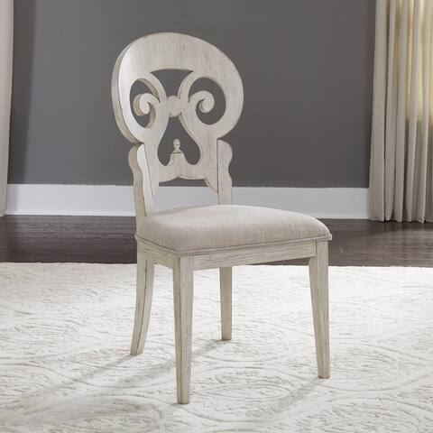 Farmhouse Reimagined Antique White with Chestnut Splat Back Side Chair (Set of 2)