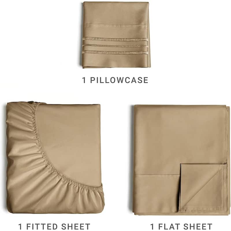 CGK Linens Brushed Microfiber Soft Wrinkle free 4 Piece Bed Sheet Set