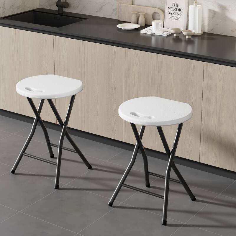 Javlergo Set of 2 Modern X-Frame Folding Chairs with Oval ABS Seats & Carry Handles Space Saving Indoor Outdoor Chairs