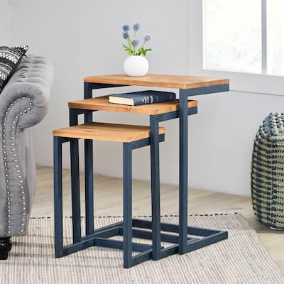 Darlah Modern Industrial Firwood Nesting Tables (Set of 3) by Christopher Knight Home