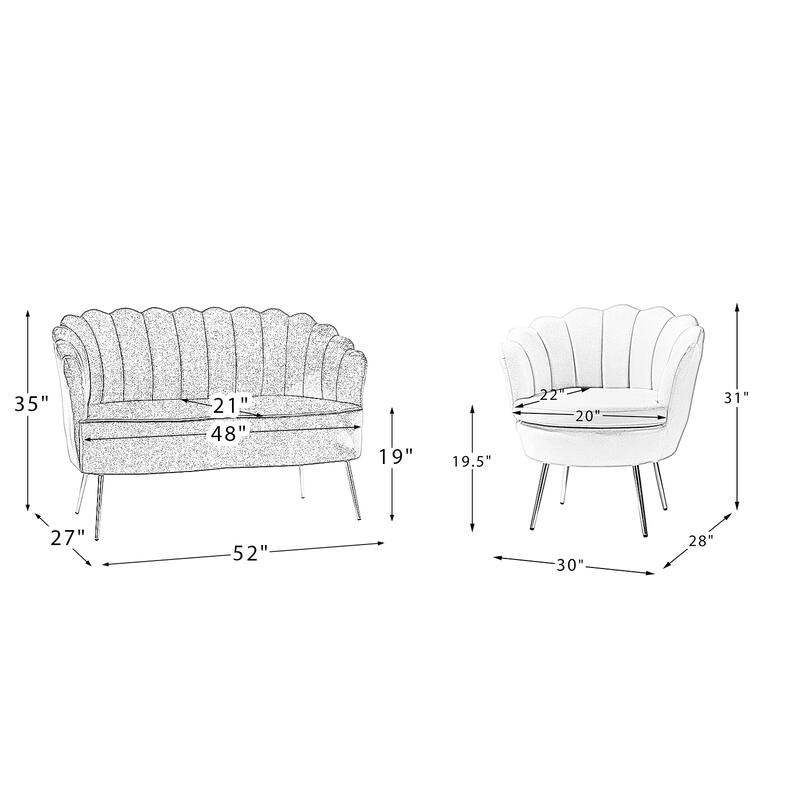 Xabier 52 in. 3 Piece Living Room Set by HULALA HOME