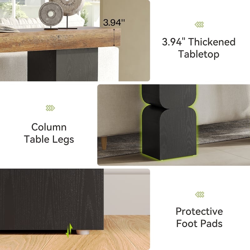 Two-tone Wood Console Table for Entryway Living Room - 11.8" D x 63" W x 31.5" H