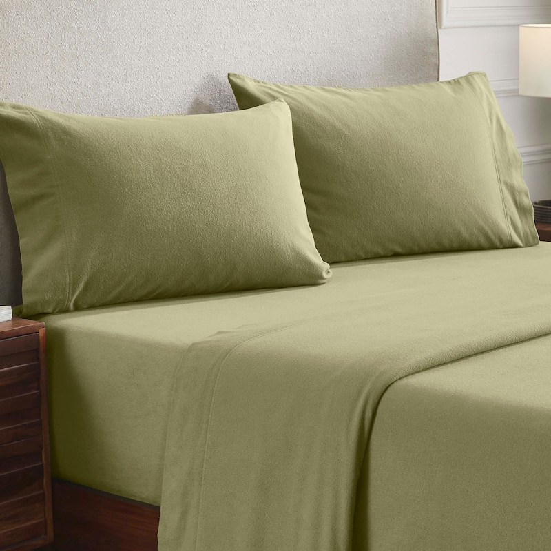 Superior All Season Brushed Flannel Trellis or Solid Pillowcase Set (Set of 2)