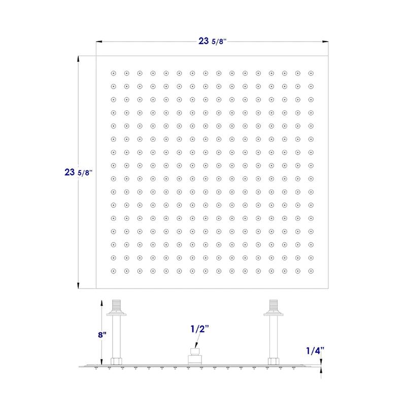 Matte Black Stainless Steel 24" Square Ultra-Thin Rain Shower Head