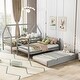 preview thumbnail 2 of 16, House and Chimney Design Pine Wood and MDF Twin over Twin House Bunk Bed with Trundle and Chimney Design