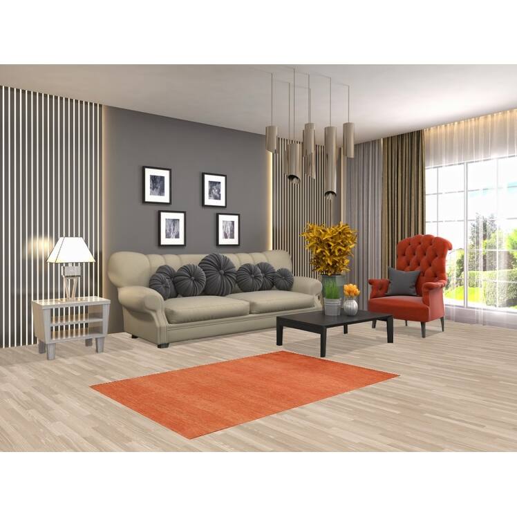 Orange Gabbeh Oriental Foyer Rug Contemporary Handmade Wool Carpet - 3'3"x 4'10"