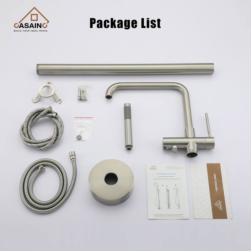 CASAINC Single-Handle Freestanding Floor-Mounted Roman Bathtub Faucet with Hand Shower