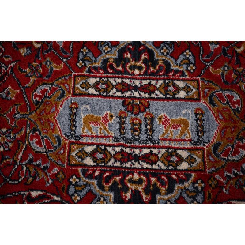 Pictorial Medallion Red Kashan Turkish Area Rug Machine Made Carpet - 9'8" x 12'5"