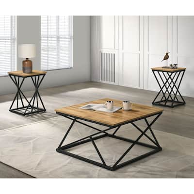 Furniture of America Briva Modern 3-Piece Wood Square Coffee Table Set