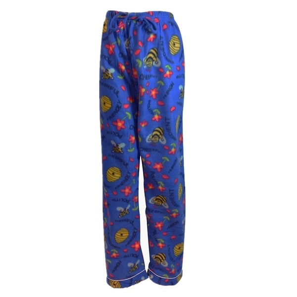 Women's Fleece Multi Pattern Pajamas Pants (Blue)
