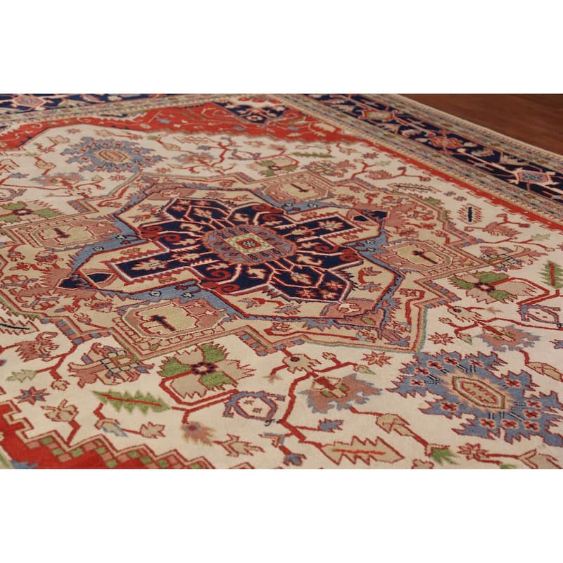 Geometric Heriz Serapi Oriental Large Area Rug Handmade Wool Carpet - 11'10" x 14'11"