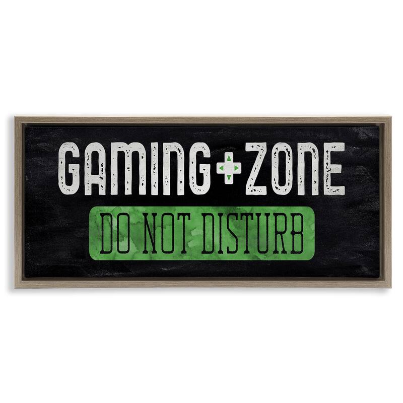 Stupell Do Not Disturb Gaming Zone Framed Floater Canvas Wall Art Design By CAD Designs - 31 x 14 - Brown
