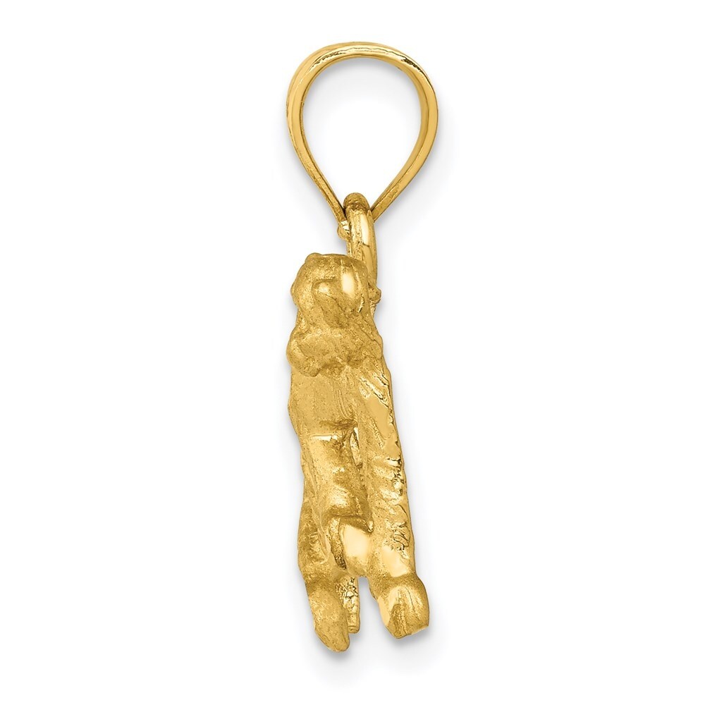 14k Yellow Gold Diamond-cut Monkey Pendant 22mm Length