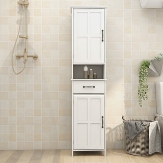 Floor Standing Tall Cabinet with Double Doors and Drawer - Bed Bath ...