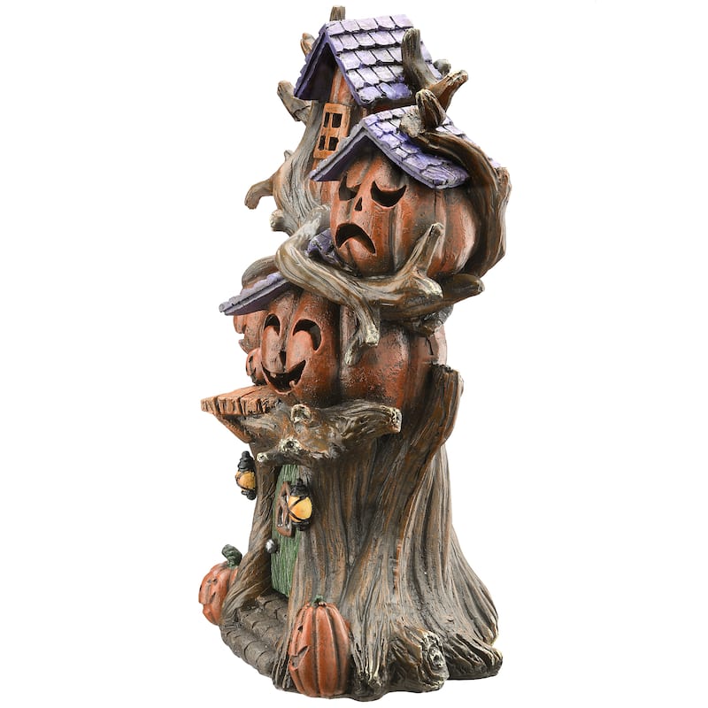 National Tree Company Halloween Tree of Jack O' Lanterns Decoration, LED Lights, 12 inches - 12 in