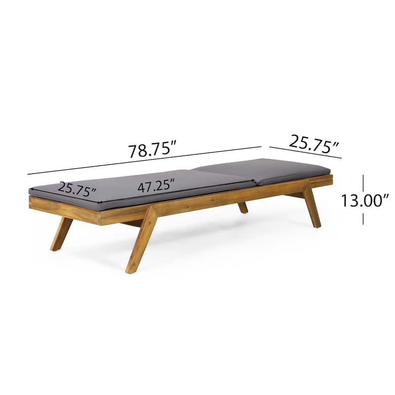 Caily Outdoor Acacia Wood Outdoor Chaise Lounge with Cushions by Christopher Knight Home