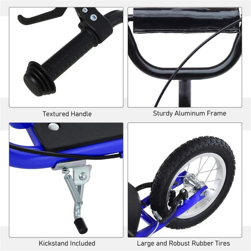 Adjustable Height Balance Training Scooter with Soft Grip Handlebar and Sturdy Rubber Wheels for Kids