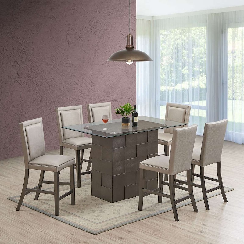 Set of 2 Counter Height Chairs - Single - Grey - Short