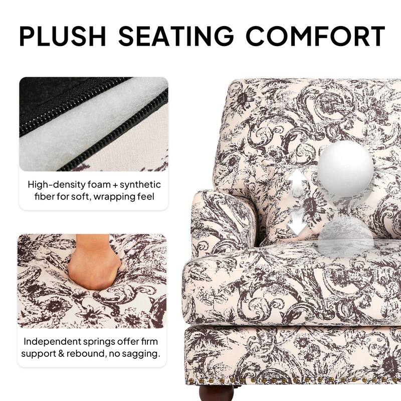 Mid Century Chenille Upholstered Accent Chair with Nailhead Trim