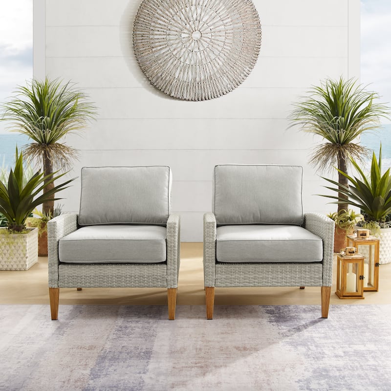 Crosley Capella Outdoor Wicker 2Pc Chair Set - 33"H x 28.25"W x29.5"D