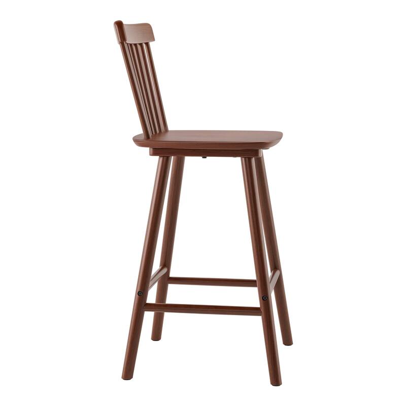 26 in. Modern Wooden Bar Stools with Slat Back Windsor-Style Solid Wood Counter Stools - 17.7 in. W x 17.7 in. D x 38.5 in. H