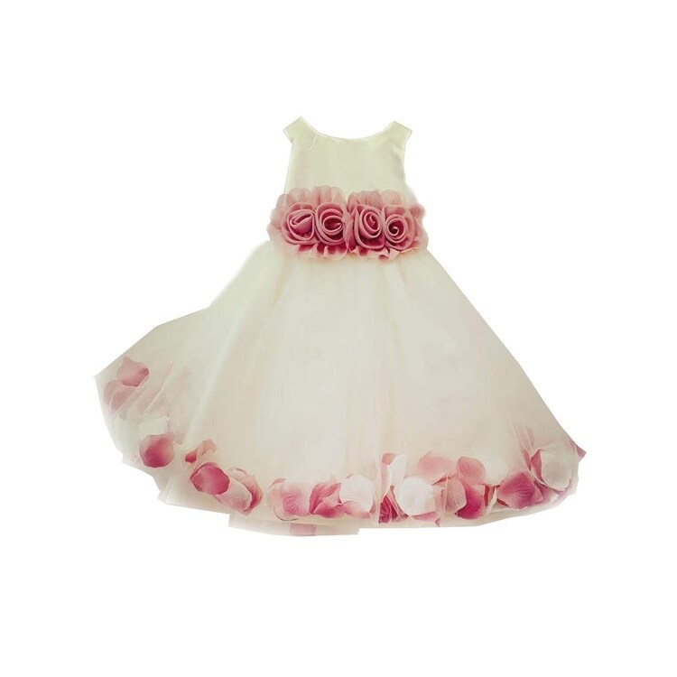 burgundy and white flower girl dress