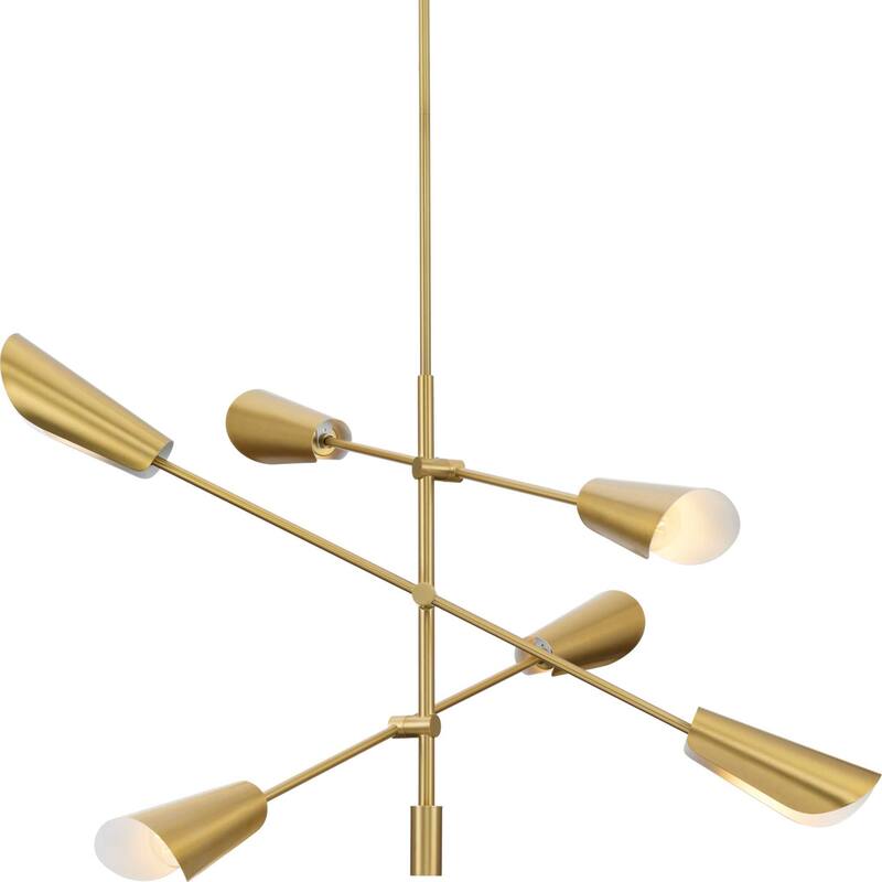 Progress Lighting P400380 Cornett 6 Light 45" Wide Sputnik Chandelier - Brushed Gold
