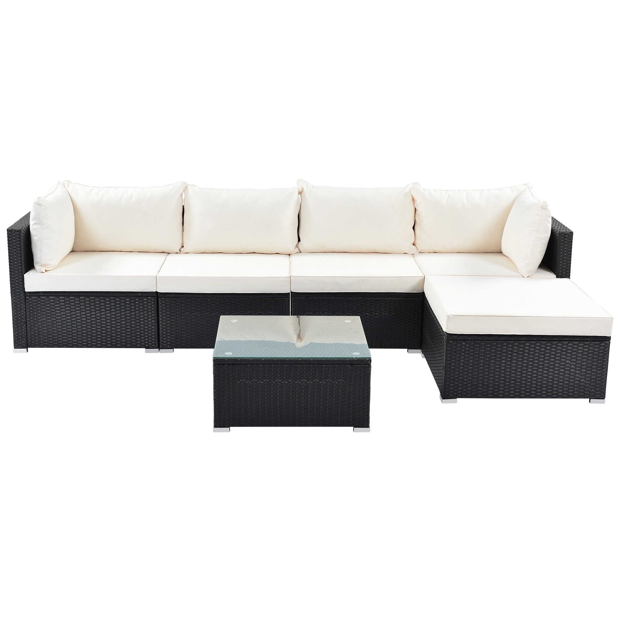 Rattan corner sofa table set sales