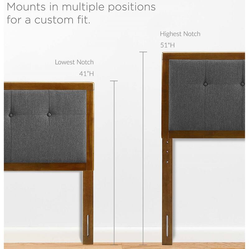 Marlin Traditional Charcoal Fabric Button Tufted Queen Size Walnut Wooden Headboard
