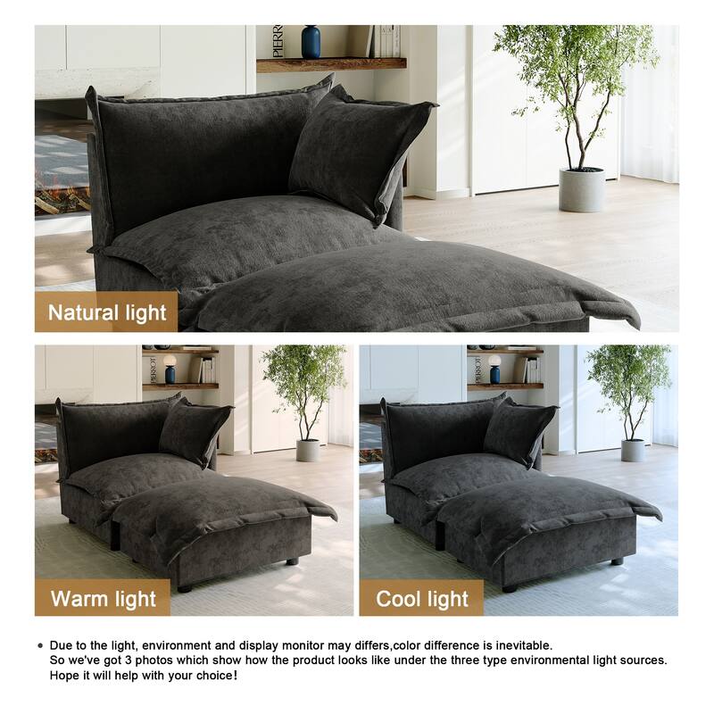 Casual 40"W Oversized Soft Comfy Cloud Chenille Chaise Lounge with Ottoman