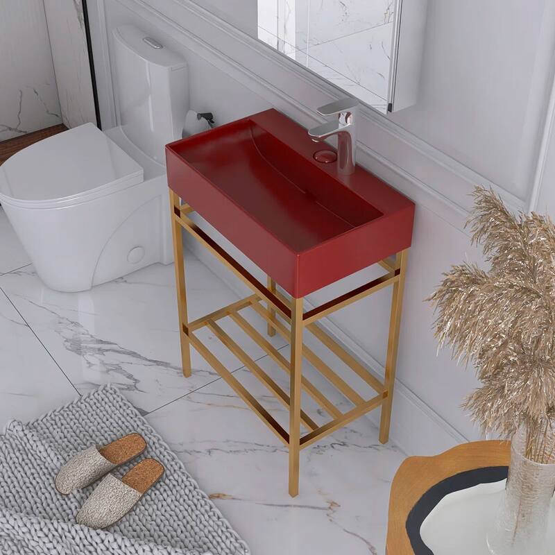24" Freestanding Bathroom Vanity with Ceramic Sink - 23.62'' x13.98'' x 33.46''