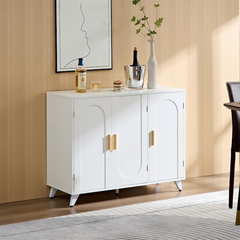 3 Doors Sideboard Buffet with Adjustable Shelves - White