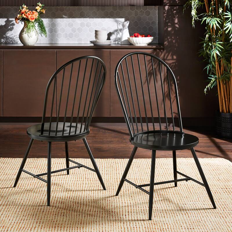 Truman Hoop High Back Windsor Metal Side Chair with Wood Seat (Set of 2) by iNSPIRE Q Modern