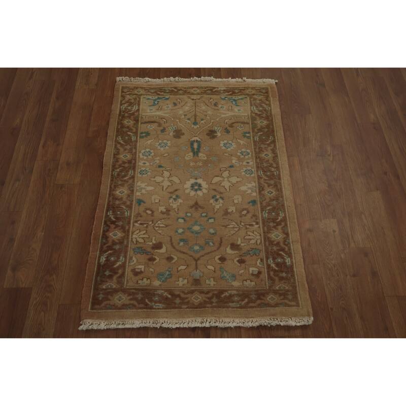 Hand Knotted Oriental 100% Wool Carpet Traditional All-Over Brown Ziegler Area Rug - 3' 1'' X 2' 0''