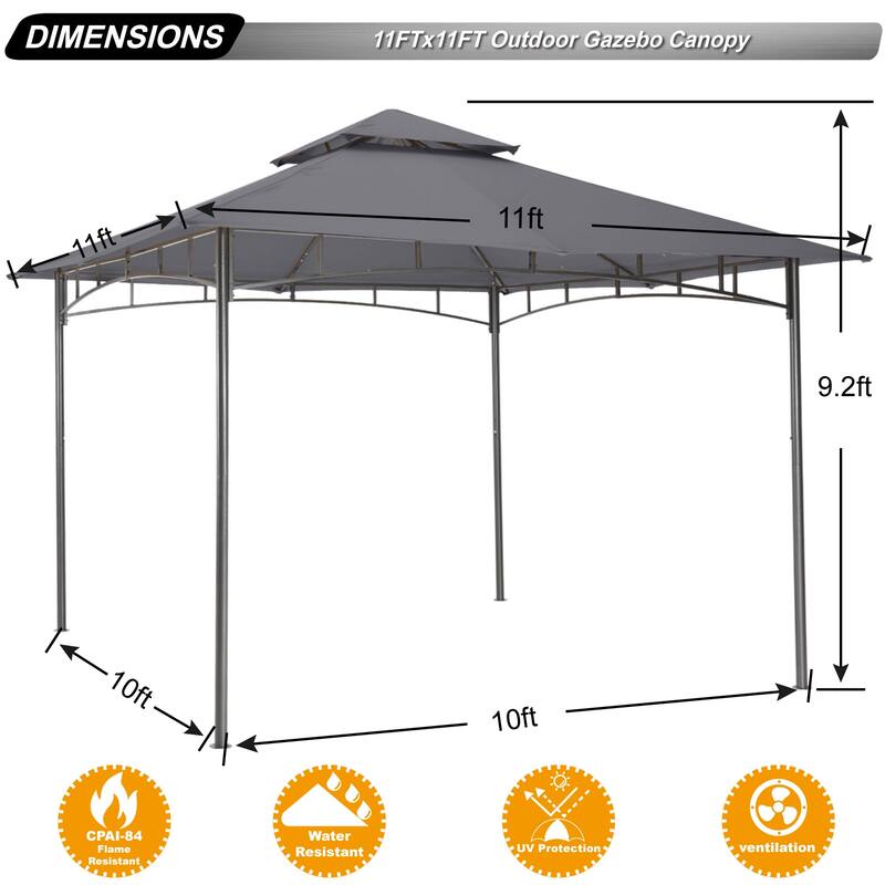 ABCCANOPY Patio Gazebo with Double Roof and Durable Canopy