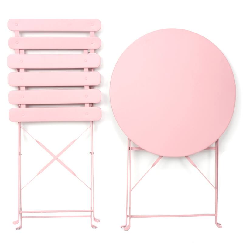 3 Pieces Patio Bistro Balcony Metal Chair Table Set - N/A