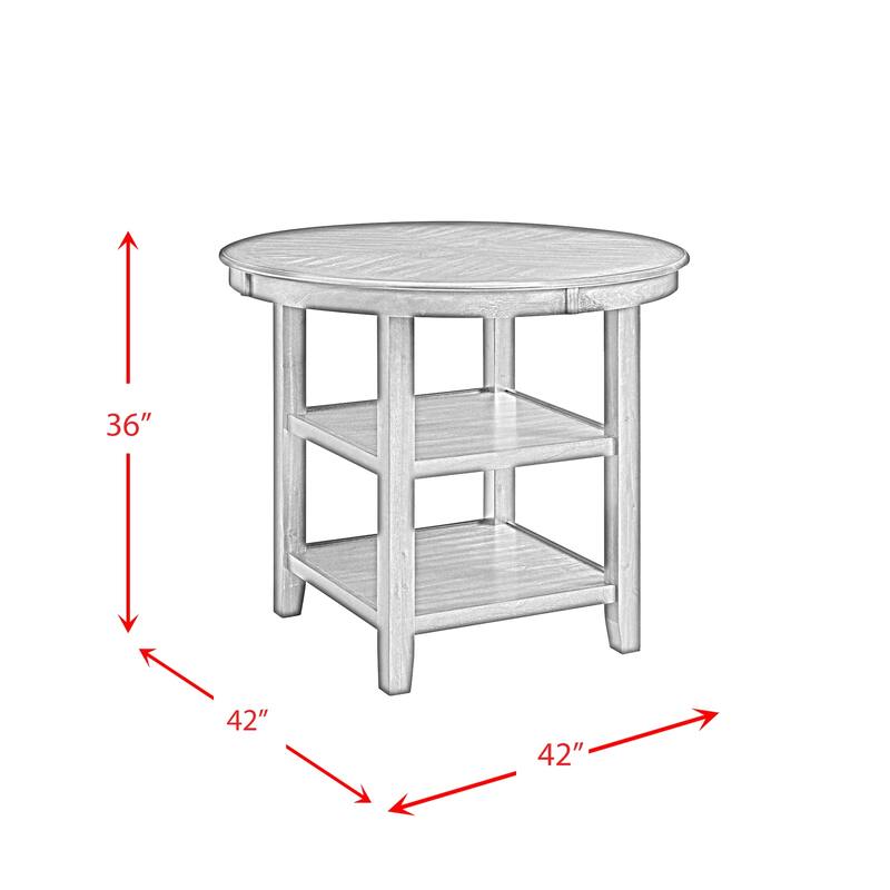 Counter Height Dining Table - Gray Round Kitchen Table with Storage Shelves - 42