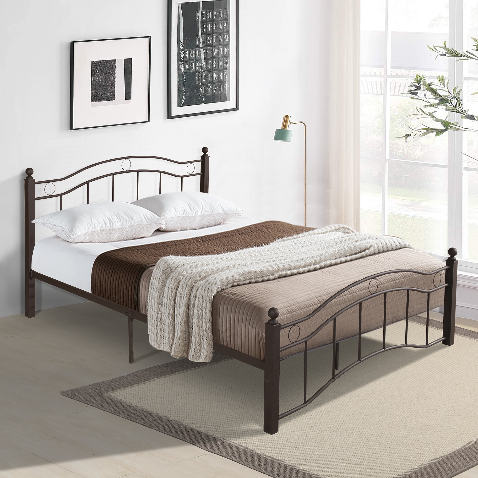 King Size Metal Bed Frame with Headboard and Footboard Strong