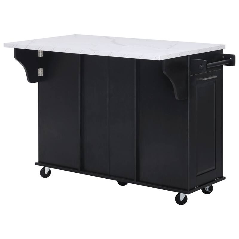 Morden 50.7" Kitchen Island with Storage Tilt Trash Can Cabinet and 2 Drawers