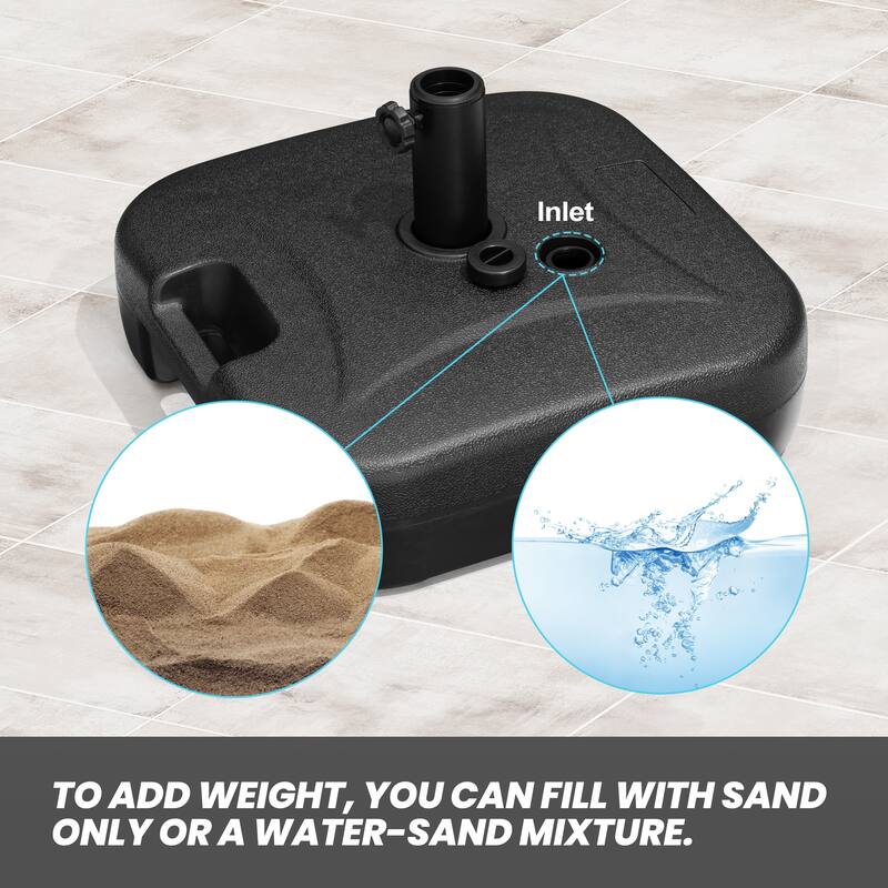 10 x 6.5 FT Rectangular Double Top Patio Market Umbrella with Black Base Weight Stand