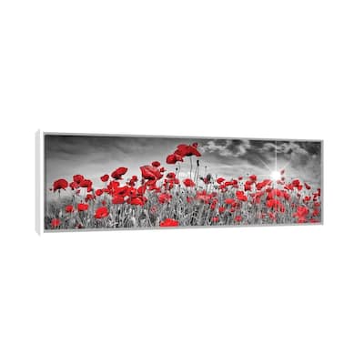 iCanvas "Idyllic Field Of Poppies With Sun Panorama" by Melanie Viola Framed Canvas Print