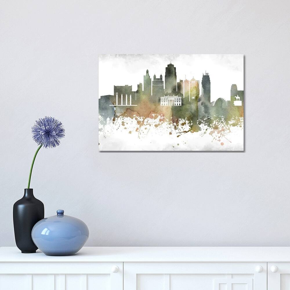 iCanvas "Kansas City Skyline" by WallDecorAddict Canvas Print