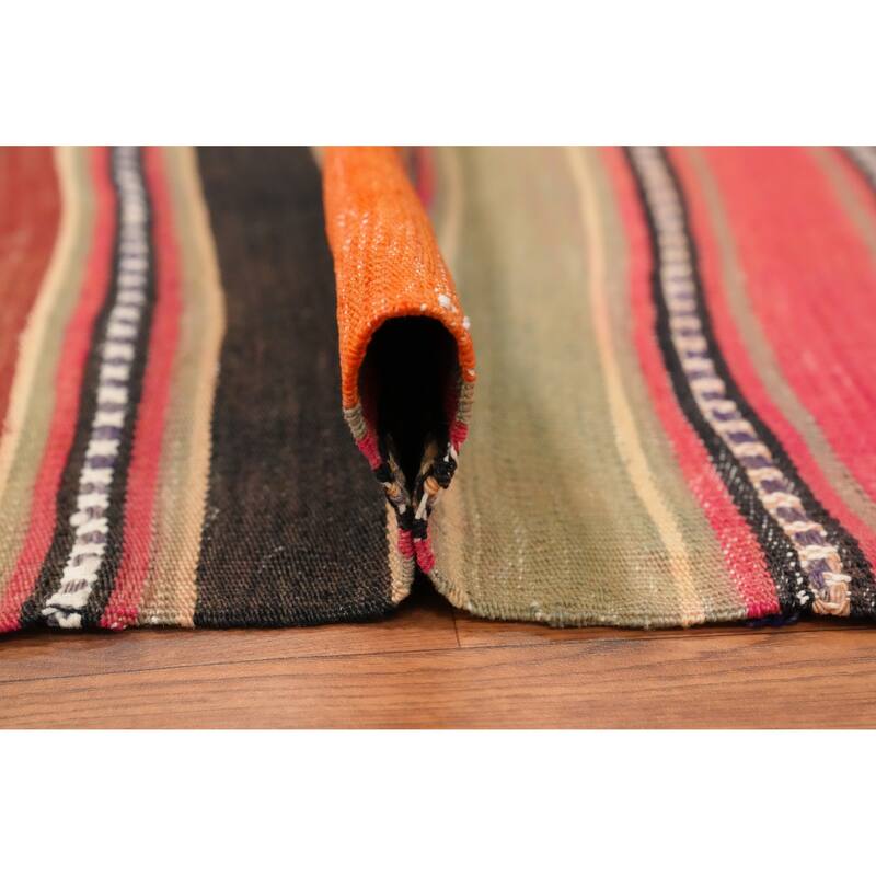 Hand Woven Oriental 100% Wool Carpet Southwestern Geometric Multi-Colored Kilim Area Rug - 6' 10'' X 5' 1''